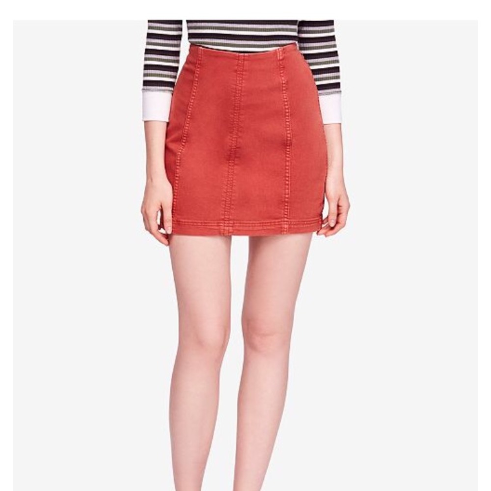 Free People Modern Femme Red Denim Mini Skirt